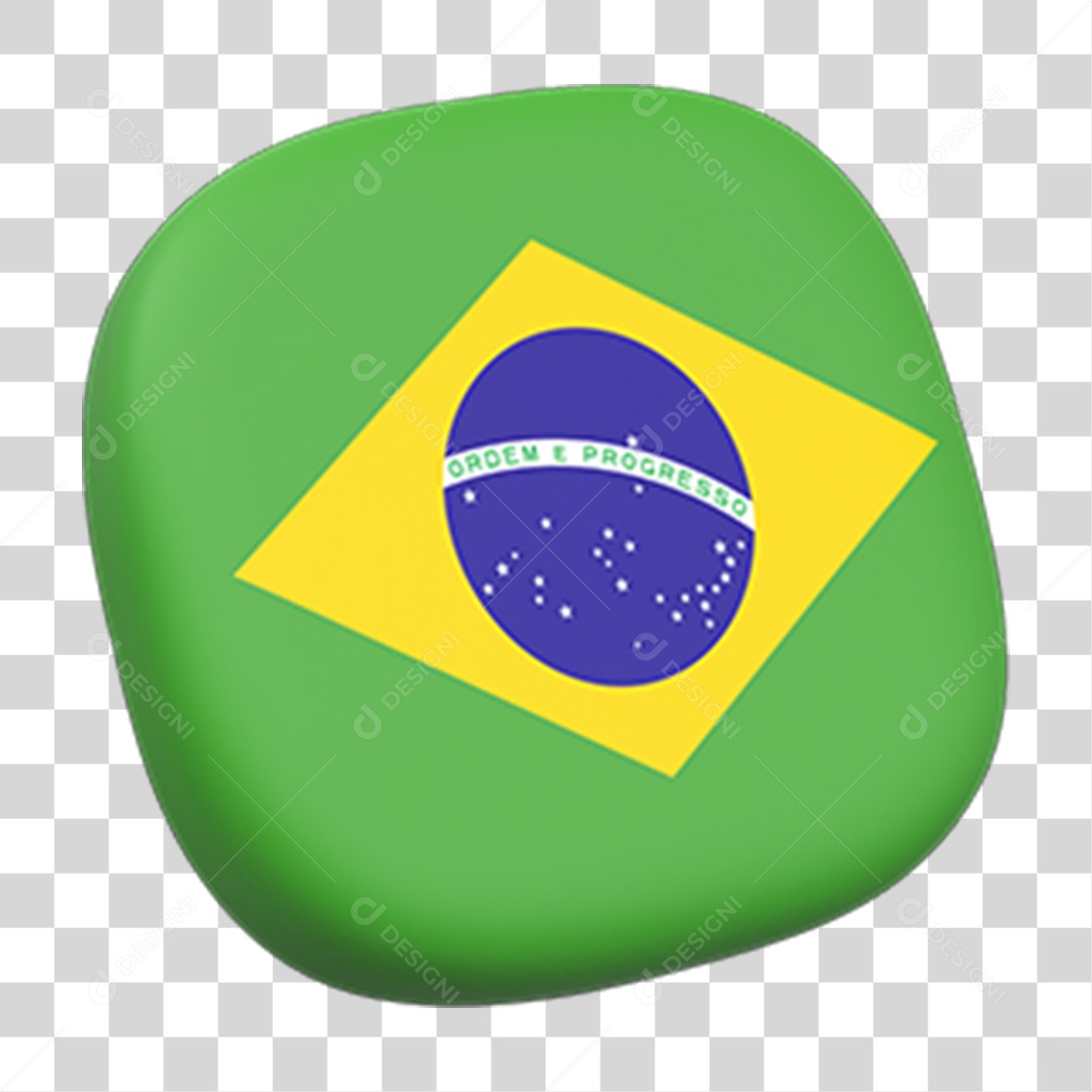 Elemento 3D Bandeira do Brasil PNG Transparente