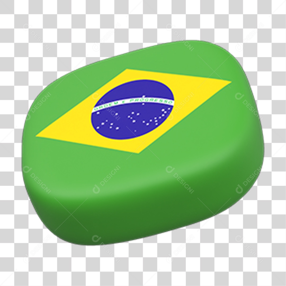 Elemento 3D Bandeira do Brasil PNG Transparente