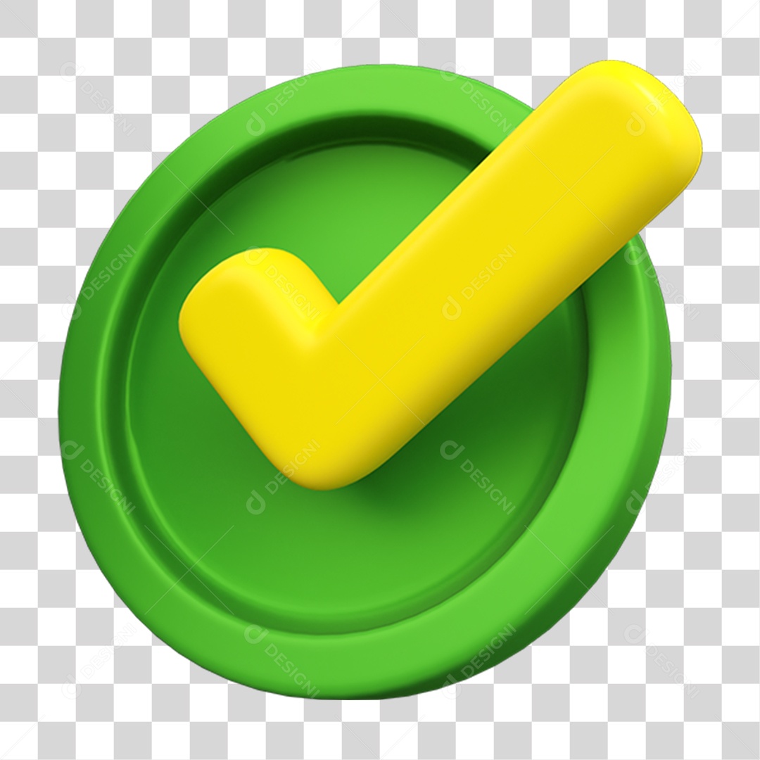 Elemento 3D Verificado Ok PNG Transparente