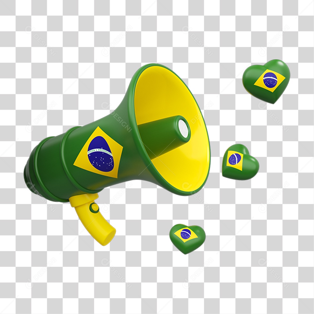 Elemento 3D Alto-falantes Bandeira do Brasil PNG Transparente