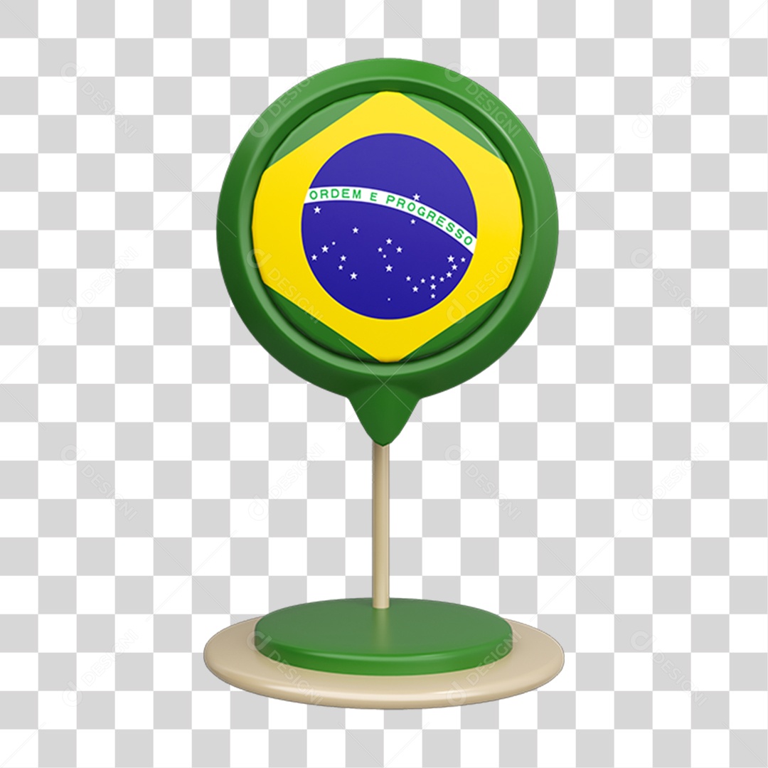 Elemento 3D Bandeira do Brasil PNG Transparente