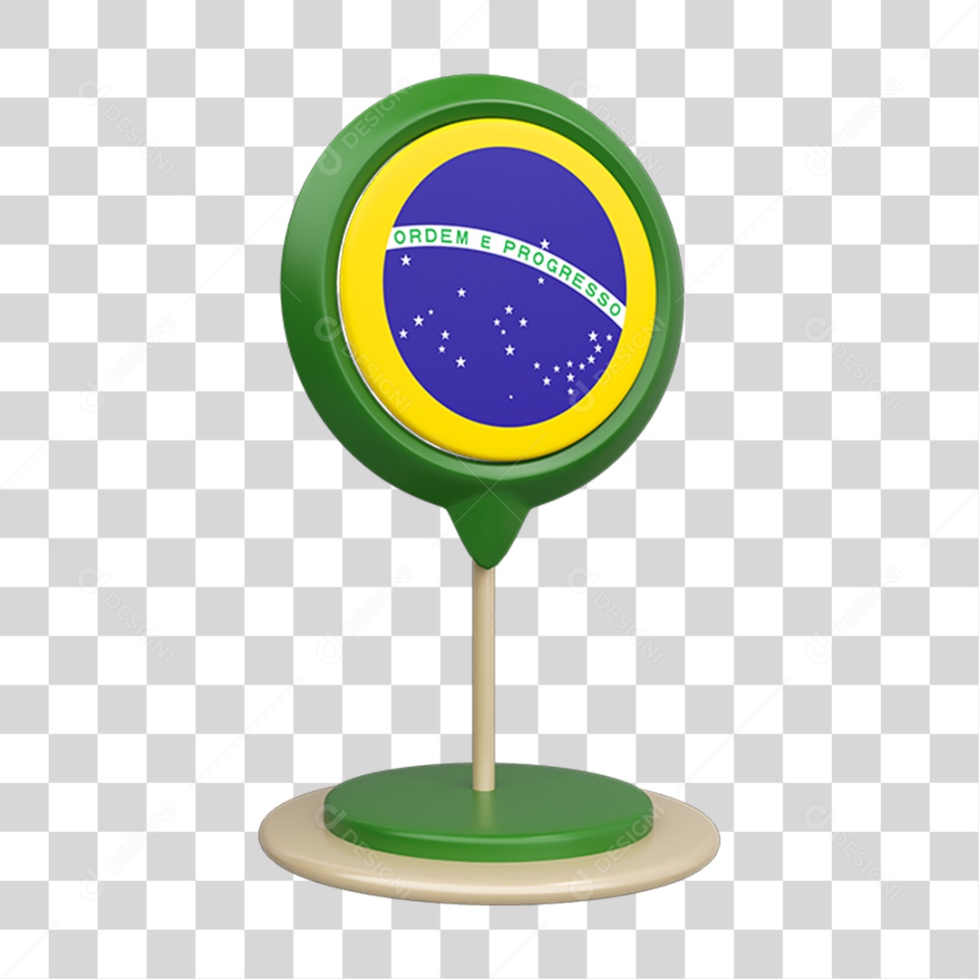 Elemento 3D Bandeira do Brasil PNG Transparente
