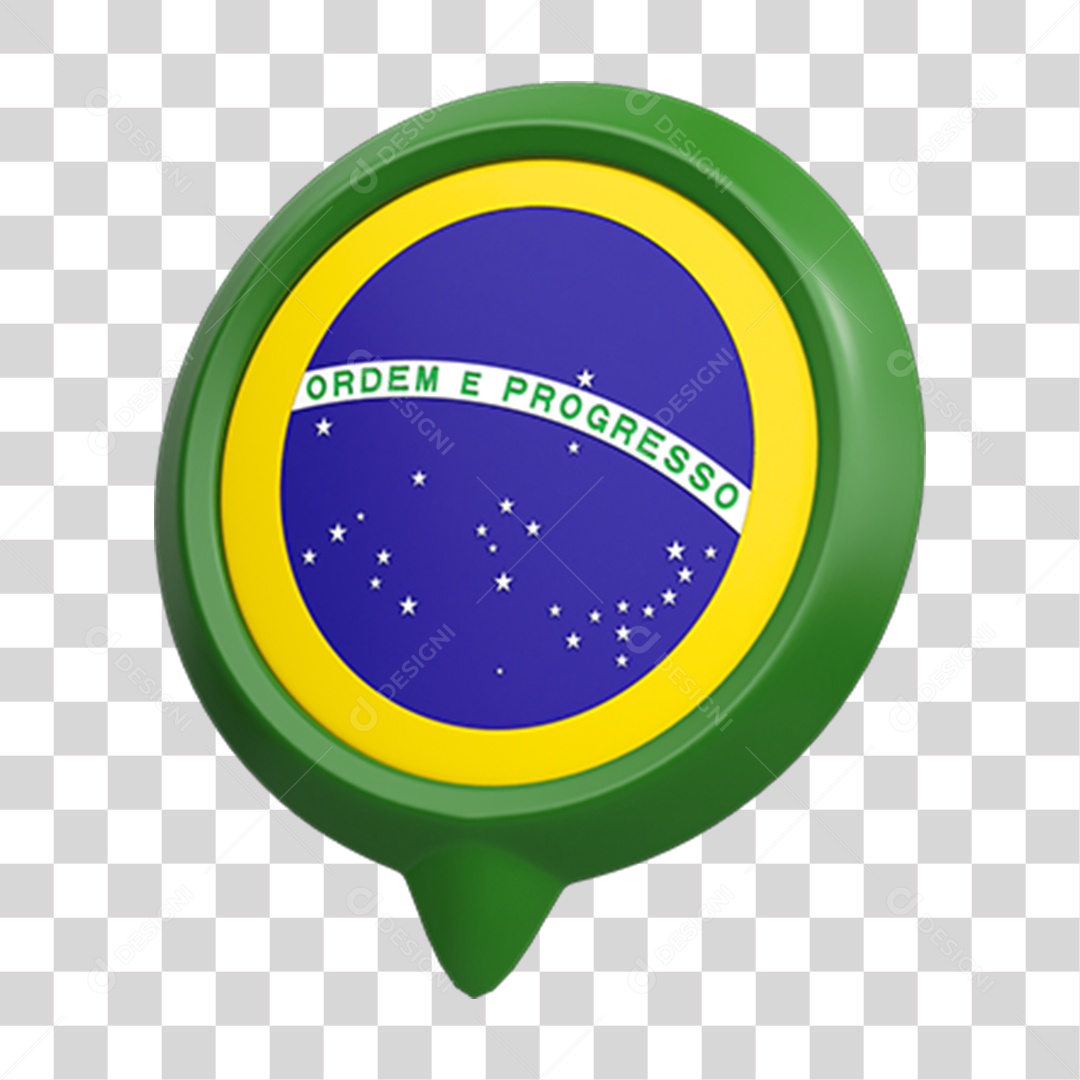 Elemento 3D Bandeira do Brasil PNG Transparente