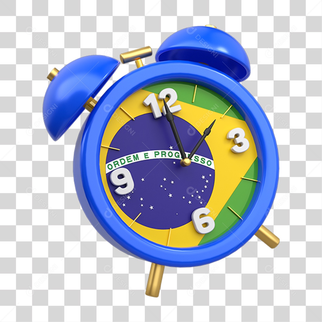 Elemento 3D Relógio Bandeira do Brasil PNG Transparente