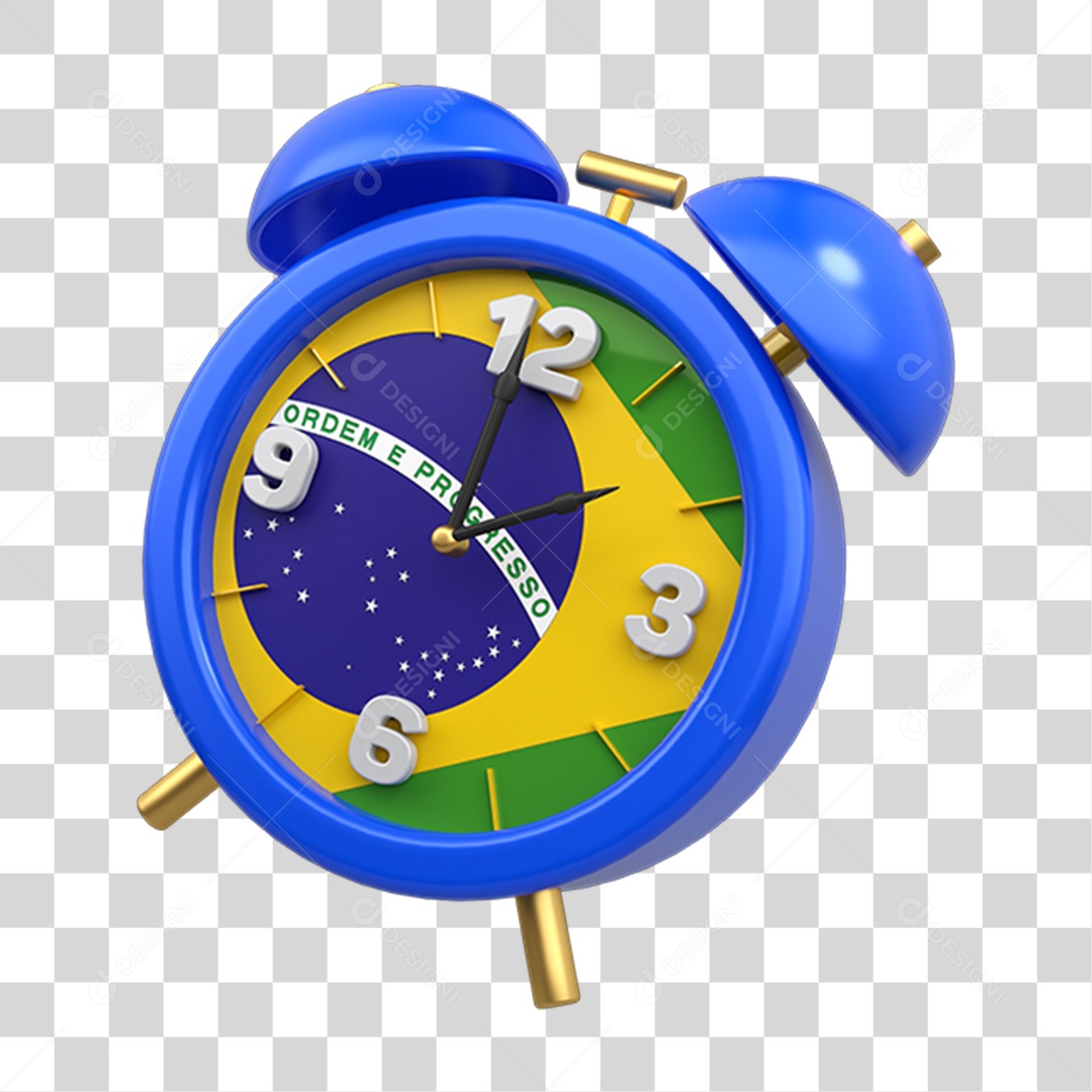 Elemento 3D Relógio Bandeira do Brasil PNG Transparente