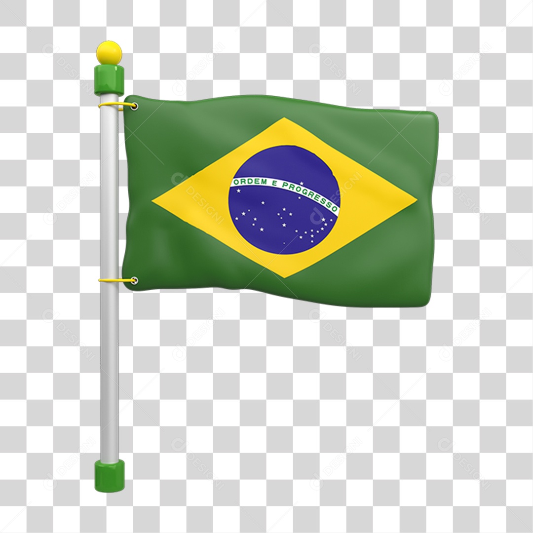 Elemento 3D Bandeira do Brasil PNG Transparente