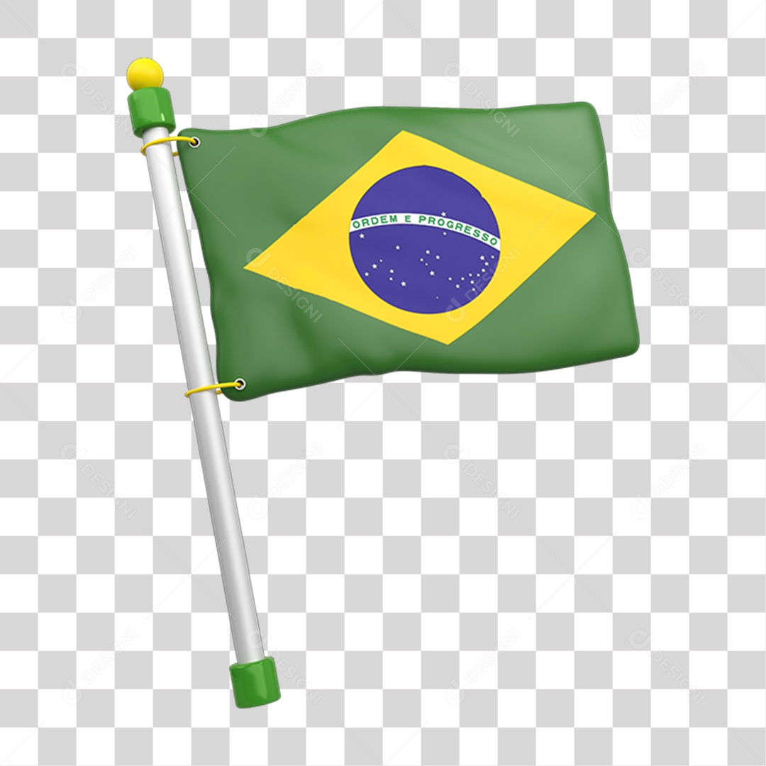 Elemento 3D Bandeira do Brasil PNG Transparente