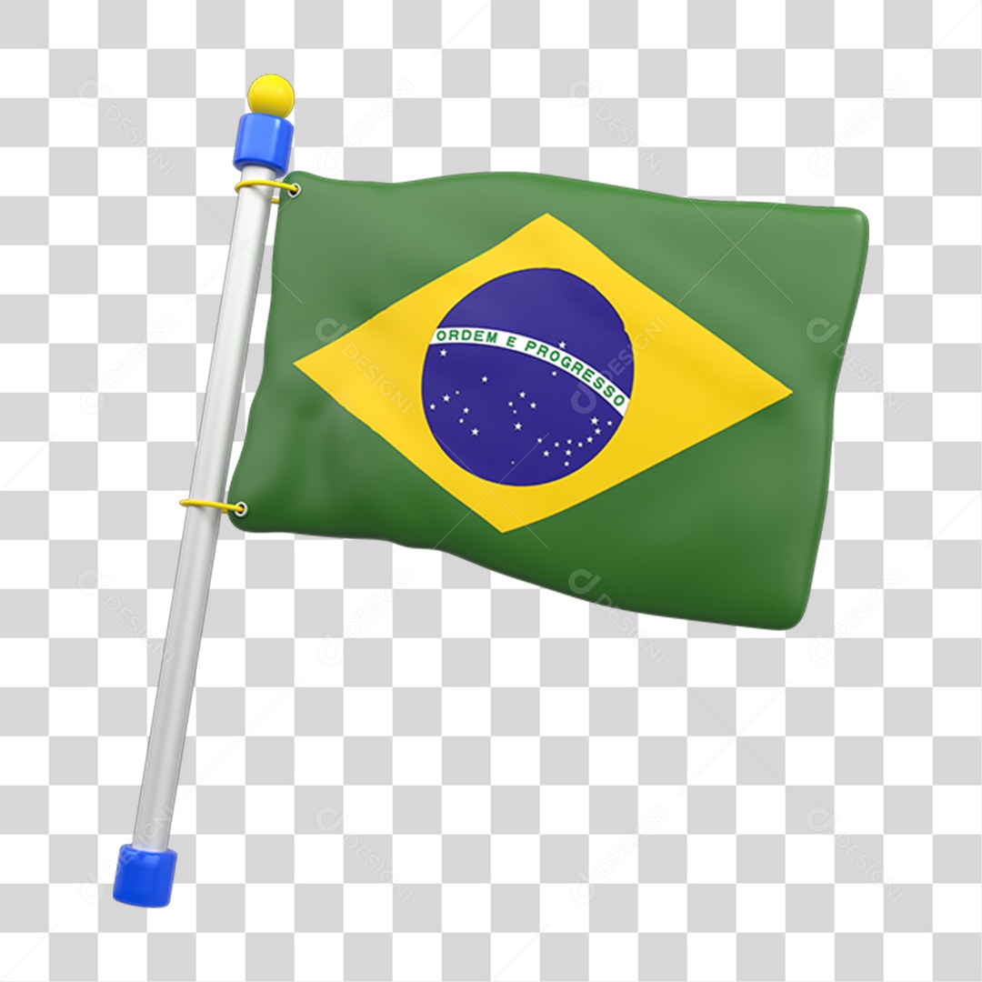 Elemento 3D Bandeira do Brasil PNG Transparente
