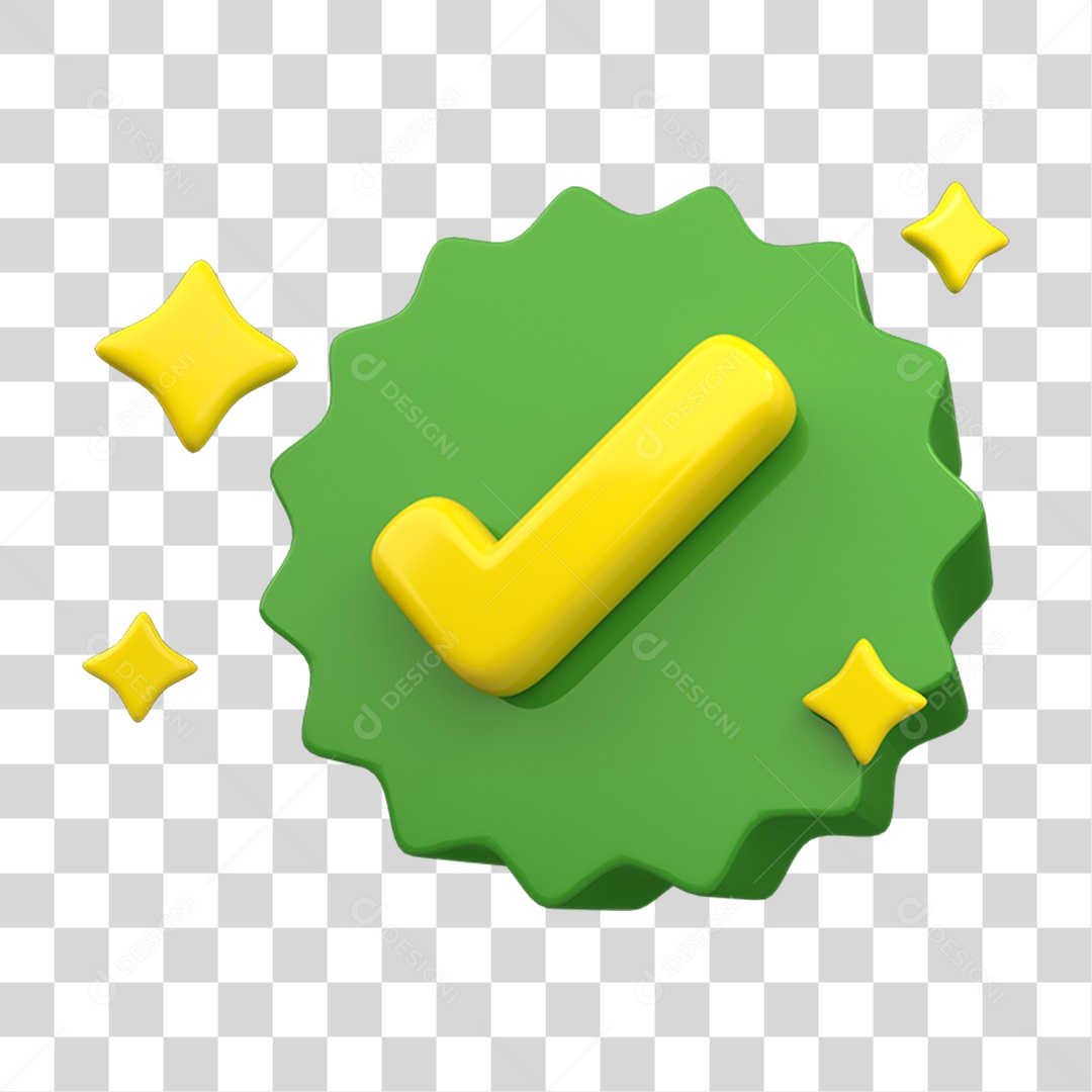 Elemento 3D Verificado Ok PNG Transparente