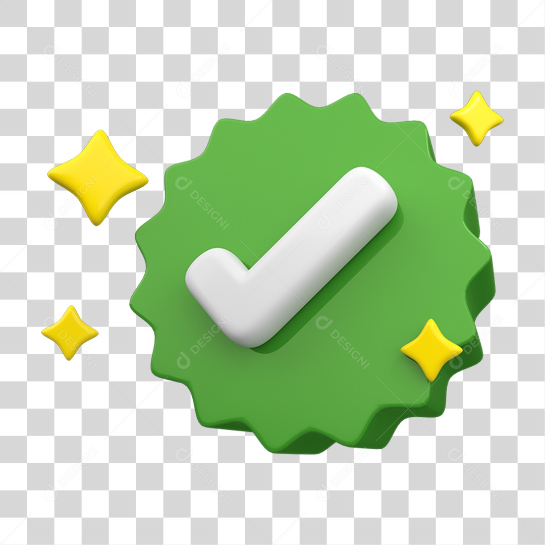 Elemento 3D Verificado Ok PNG Transparente