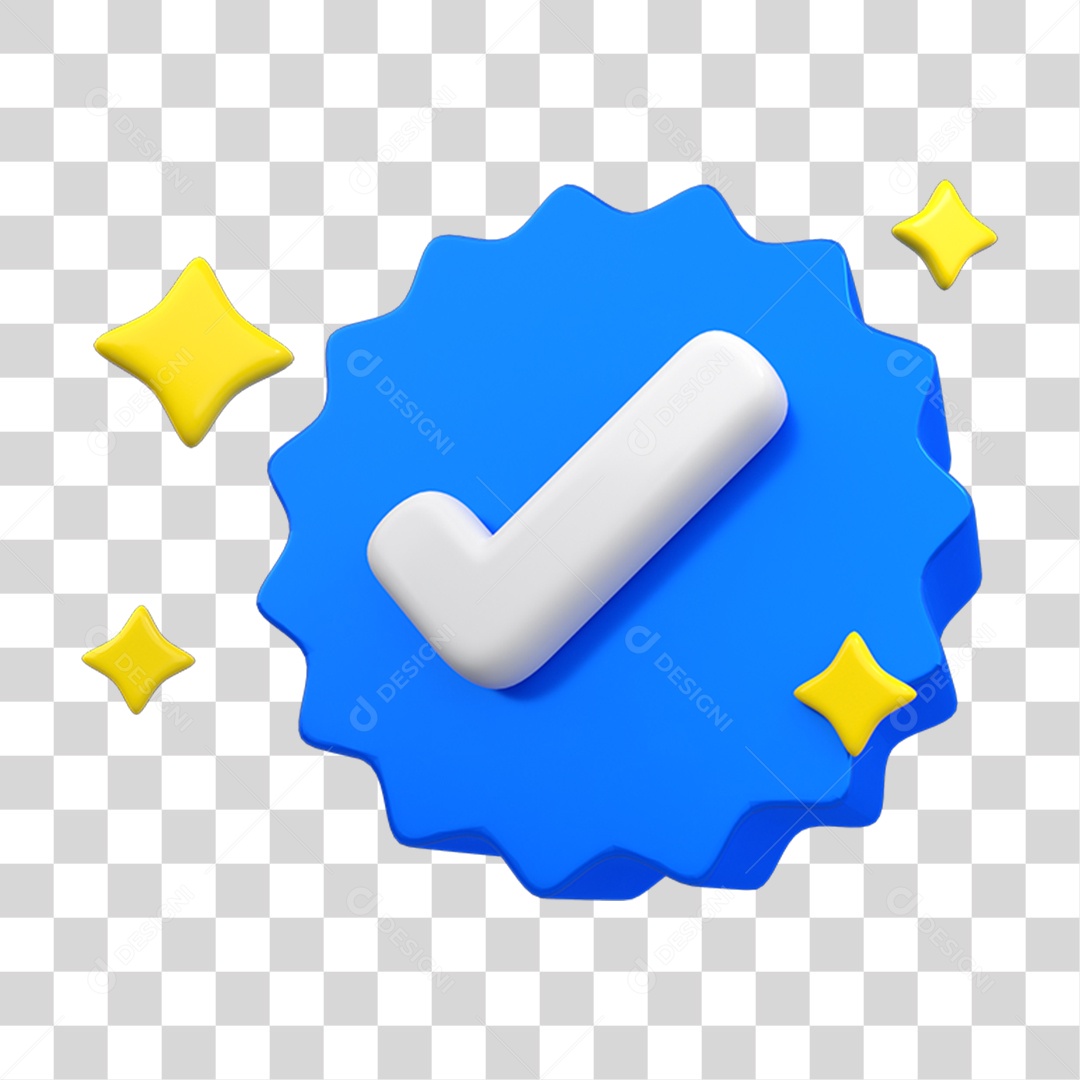 Elemento 3D Verificado Ok PNG Transparente