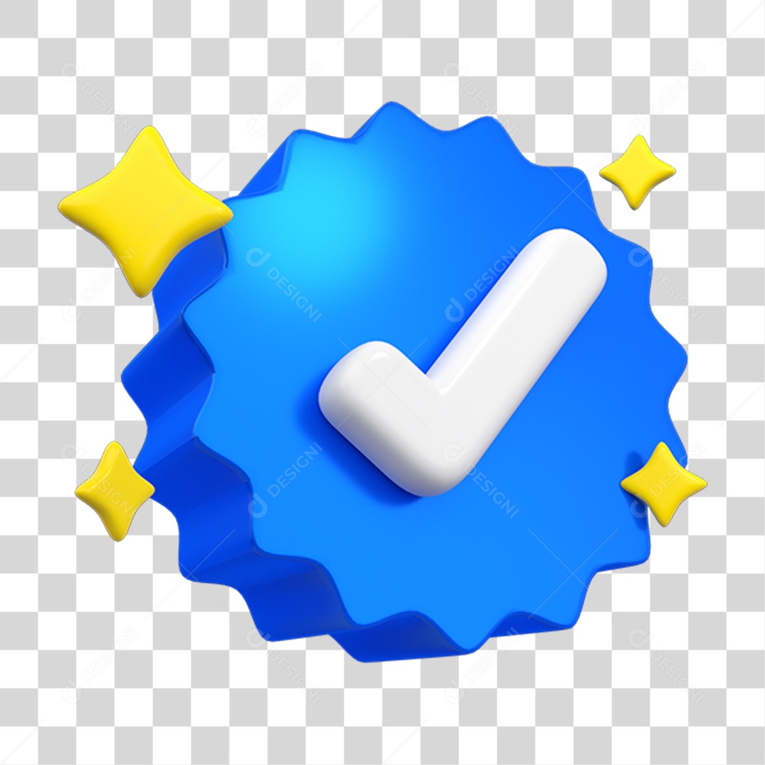 Elemento 3D Verificado Ok PNG Transparente