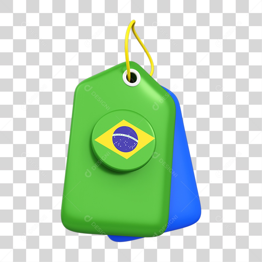 Etiqueta com Bandeira do Brasil PNG Transparente