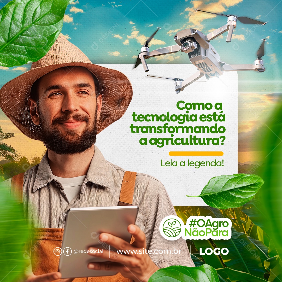Como a Tecnologia está Transformando a Agricultura Social Media PSD Editável