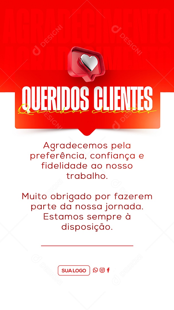 Story Agradecimento Queridos Clientes Loja Social Media PSD Editável
