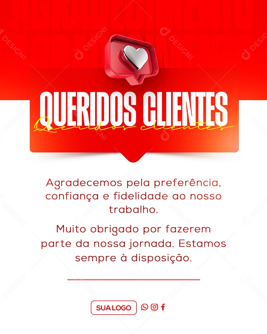Agradecimento Queridos Clientes Loja Social Media PSD Editável