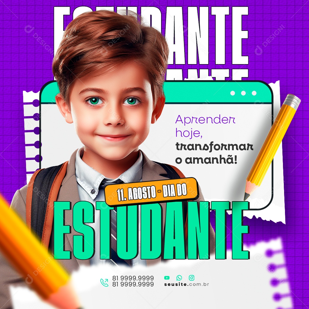 Dia do Estudante 11 de Agosto Social Media PSD Editável