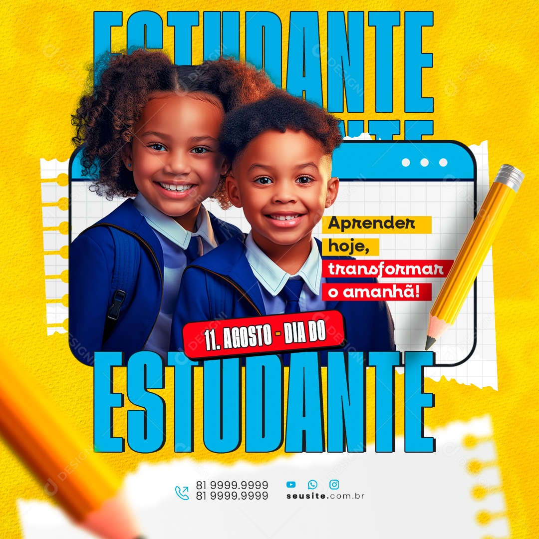 Dia do Estudante 11 de Agosto Social Media PSD Editável