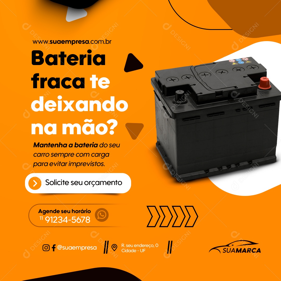 Bateria Fraca Social Media PSD Editável