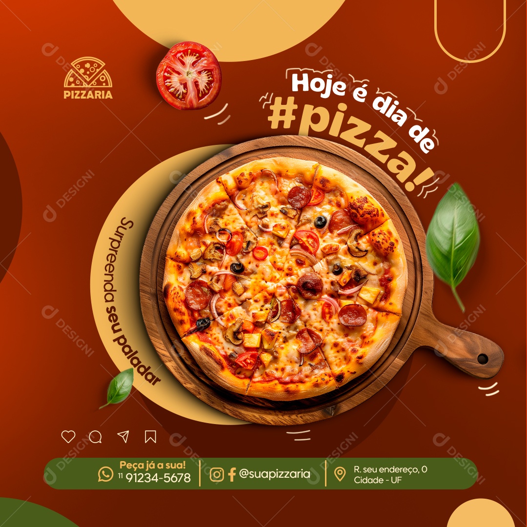 Hoje é dia de Pizza Social Media PSD Editável