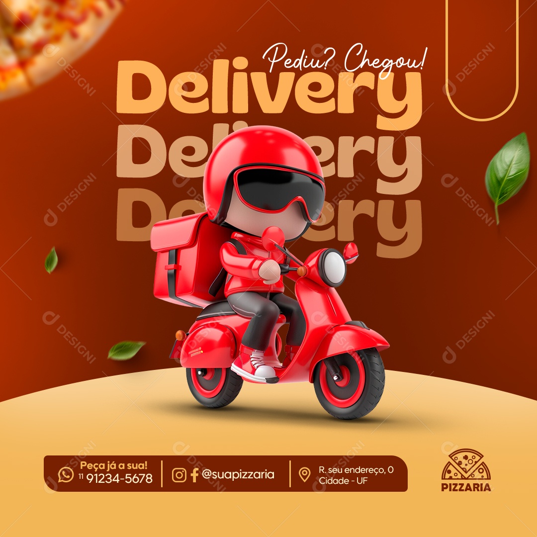 Pediu Chegou Delivery Social Media PSD Editável