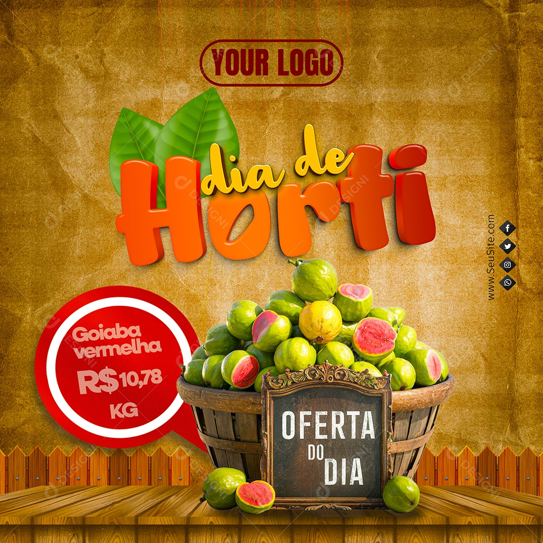 Dia de Horti Goiaba Vermelha Social Media PSD Editável