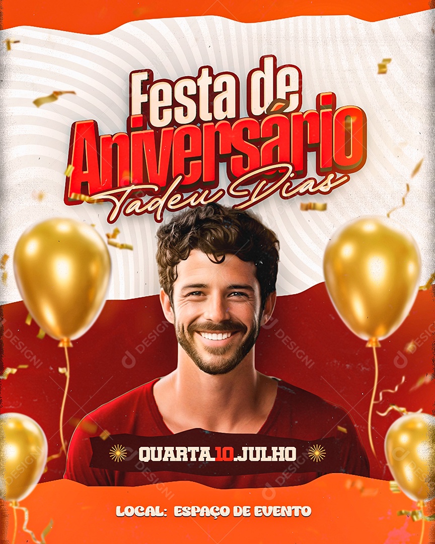 Convite Festa de Aniversário Social Media PSD Editável