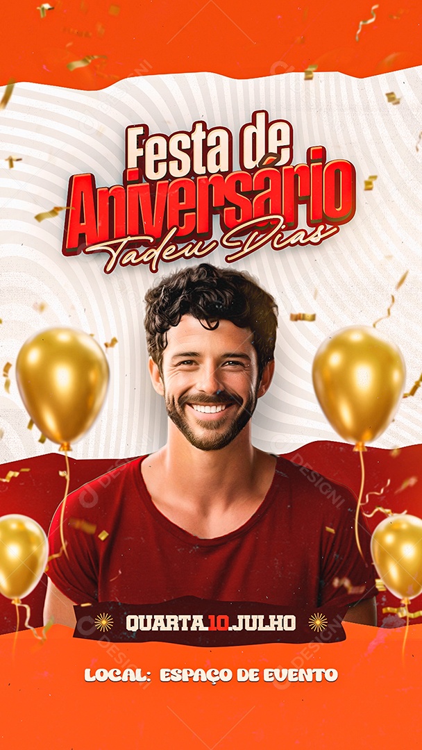 Story Convite Festa de Aniversário Social Media PSD Editável