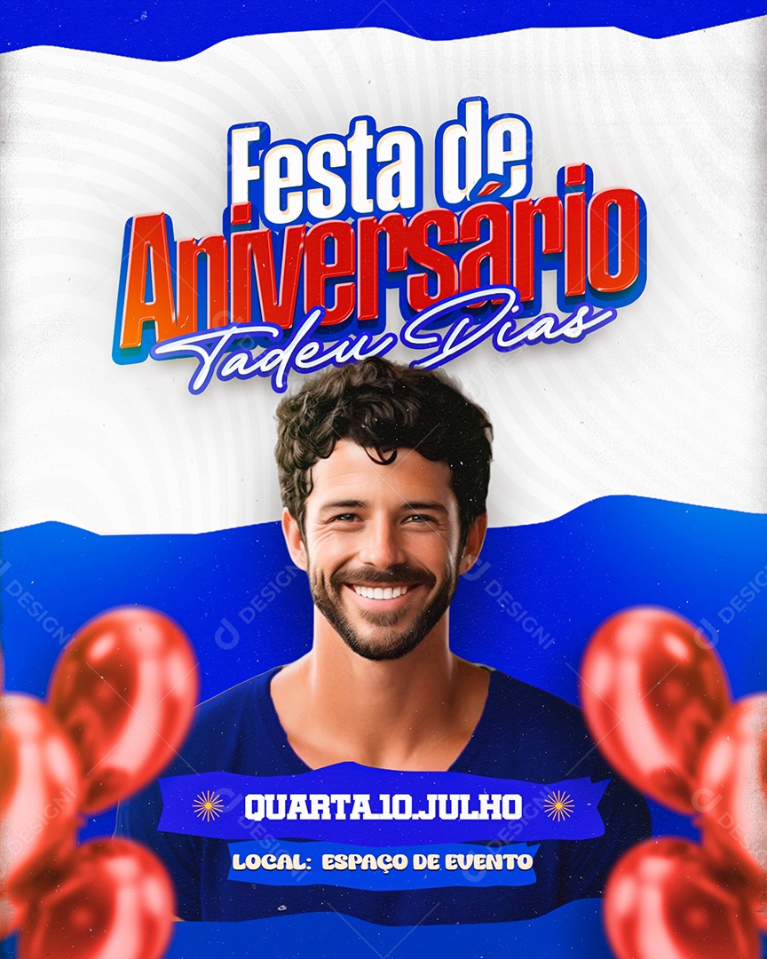 Convite Festa de Aniversário Social Media PSD Editável