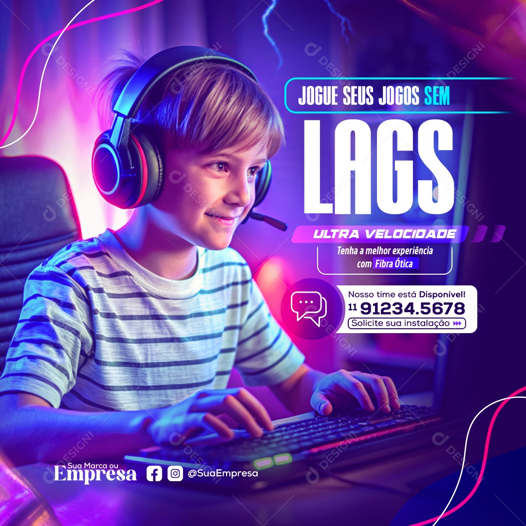 Jogue Seus Jogos Sem Lags Social Media PSD Editável