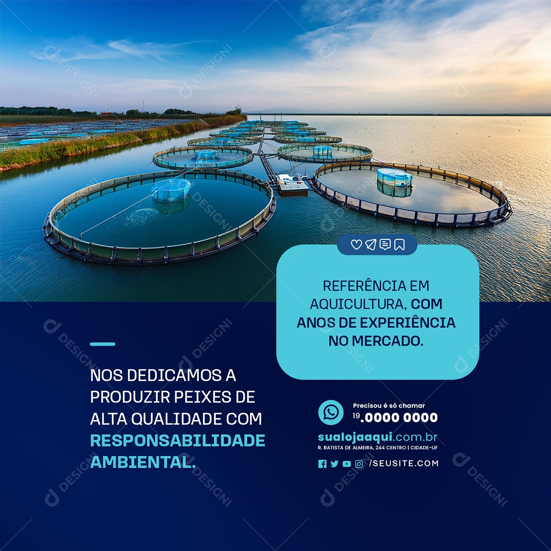 Aquicultura Responsabilidade Ambiental Social Media PSD Editável