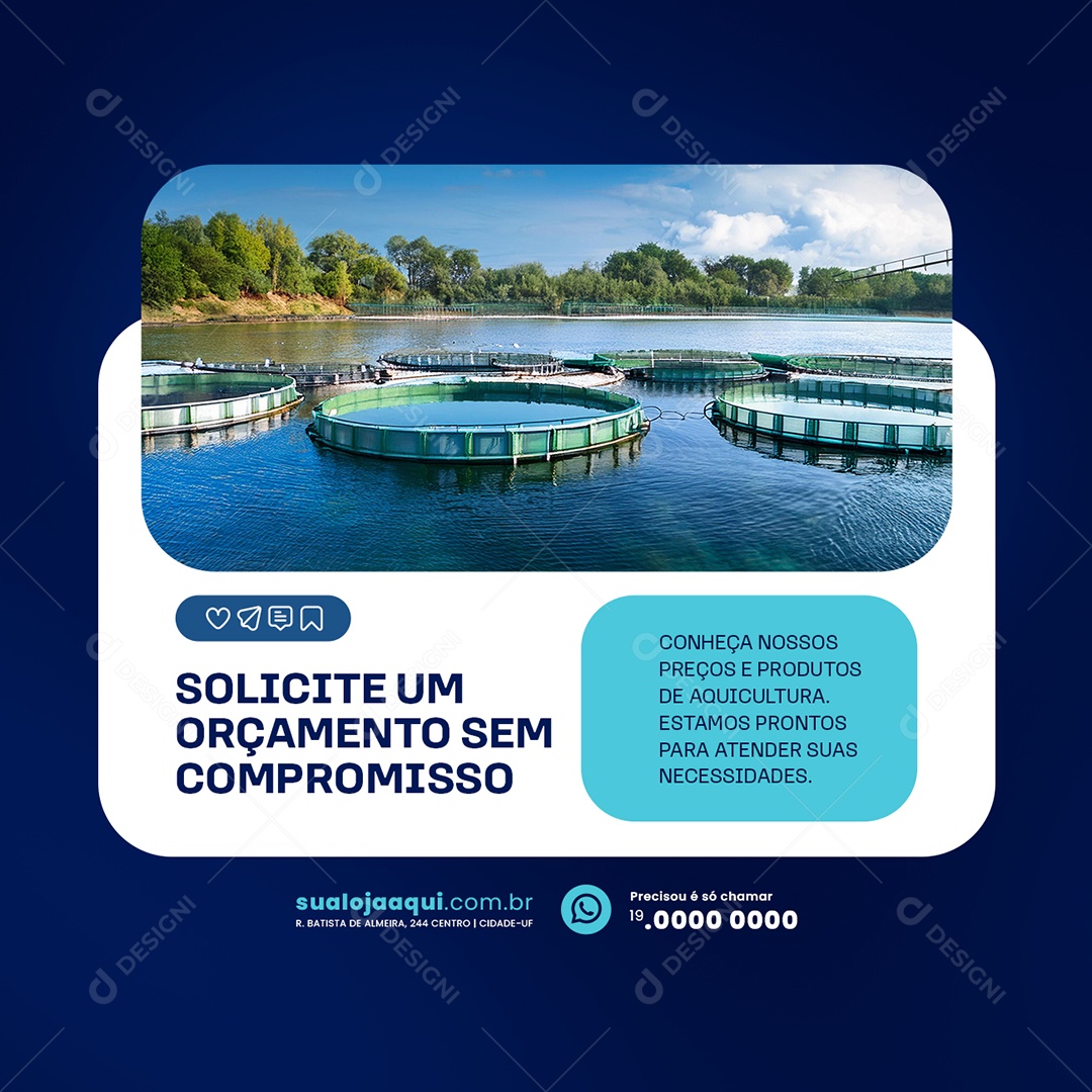 Aquicultura Solicite um Orçamento Social Media PSD Editável
