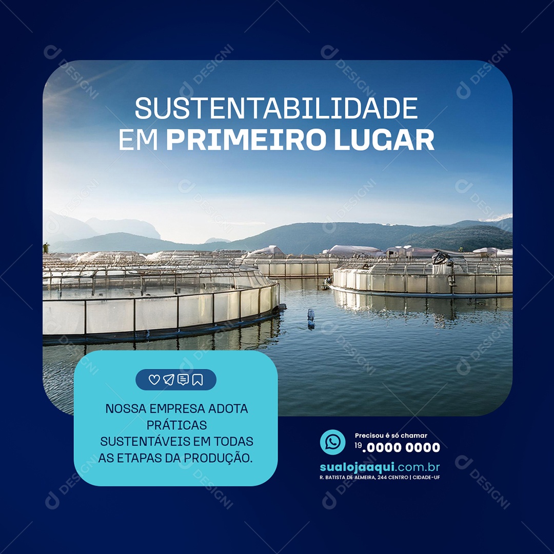 Aquicultura Sustentabilidade em Primeiro Lugar Social Media PSD Editável