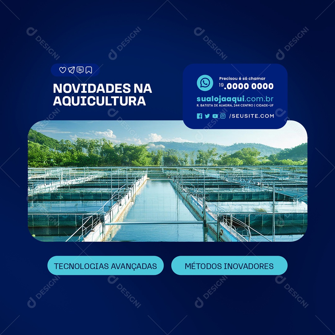 Social Media Novidades na Aquicultura PSD Editável