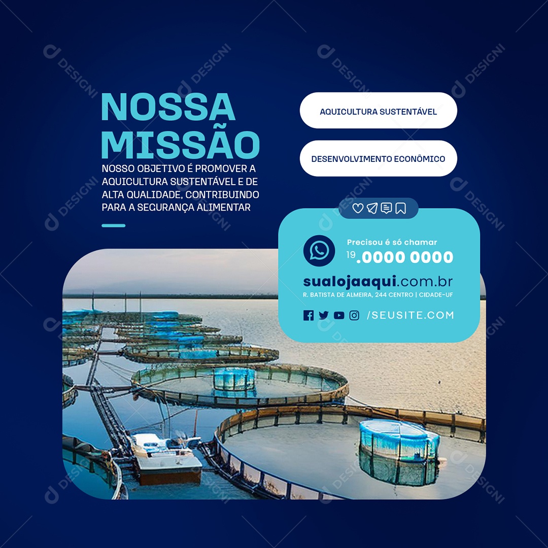 Aquicultura Nossa Missão Social Media PSD Editável