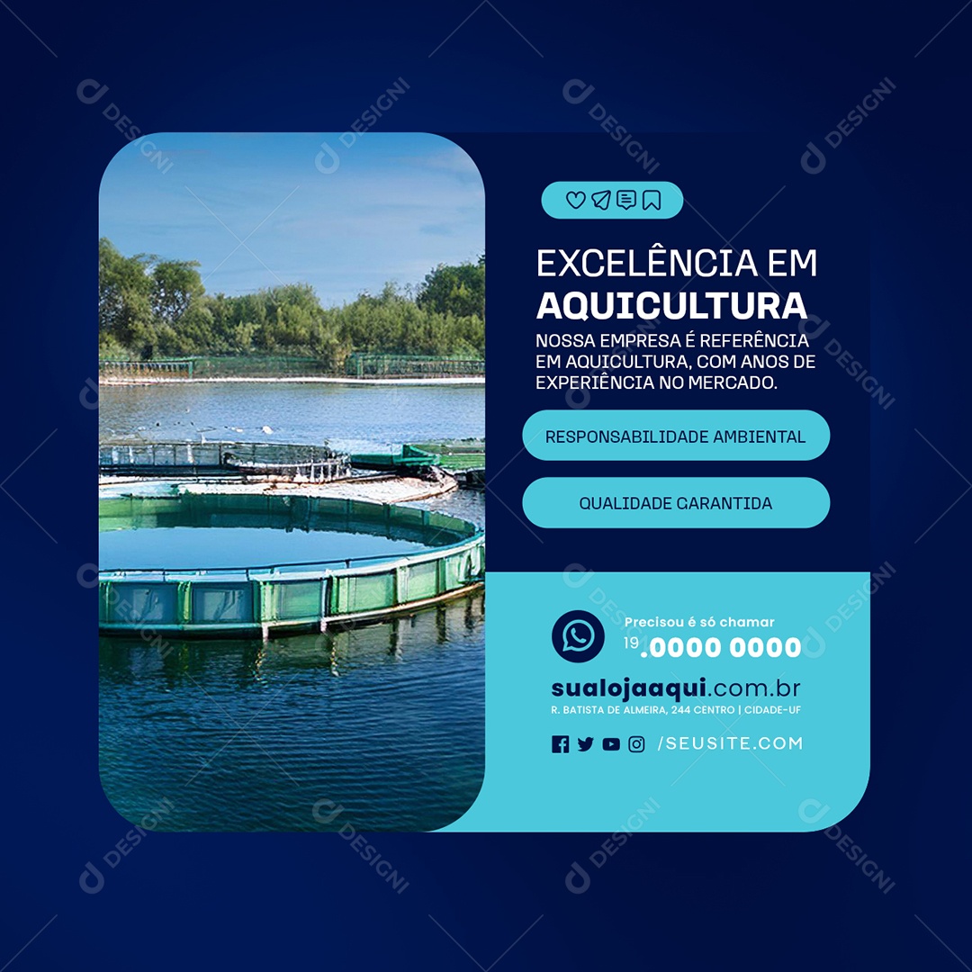 Excelência em Aquicultura Social Media PSD Editável