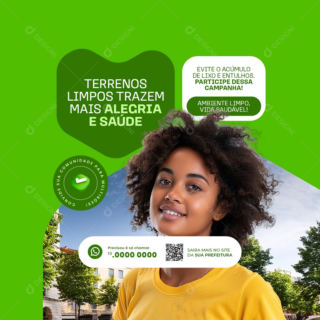 Terrenos Limpos Alegria e Saúde Social Media PSD Editável
