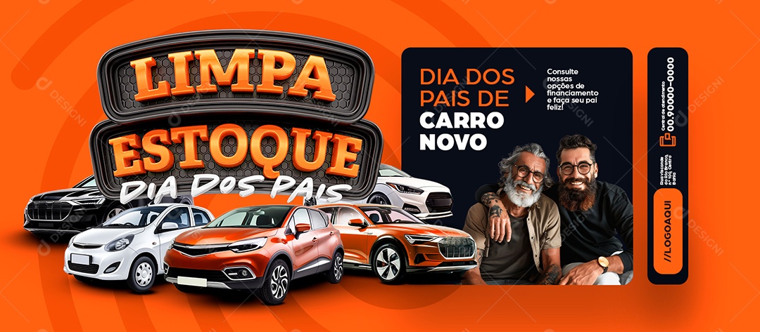 Banner Limpa Estoque Dia dos Pais Concessionária Carro Novo Social Media PSD Editável