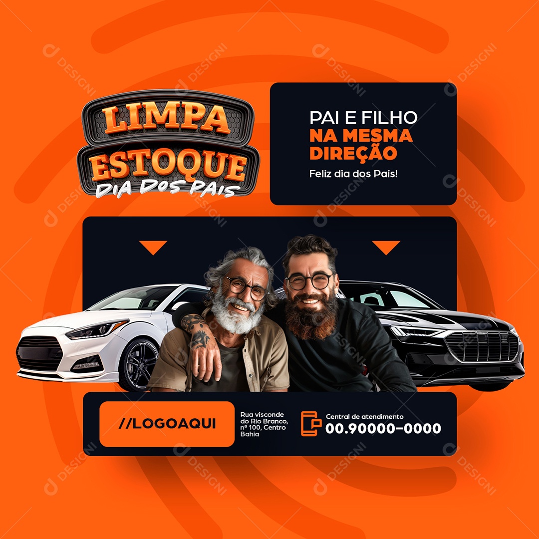 Limpa Estoque Dia dos Pais Concessionária Pai e Filho na Direção Social Media PSD Editável