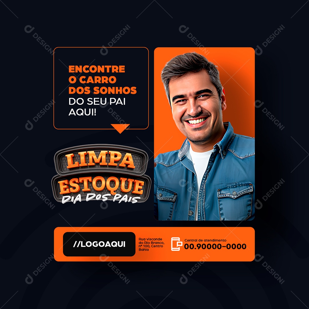 Limpa Estoque Dia dos Pais Concessionária Encontre o Carro dos Sonhos Social Media PSD Editável