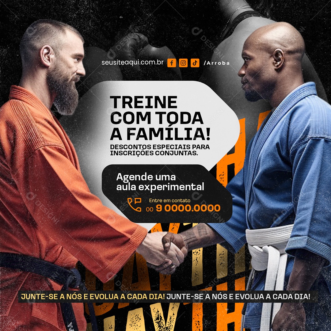 Muay Thai Treine com Toda a Família Social Media PSD Editável