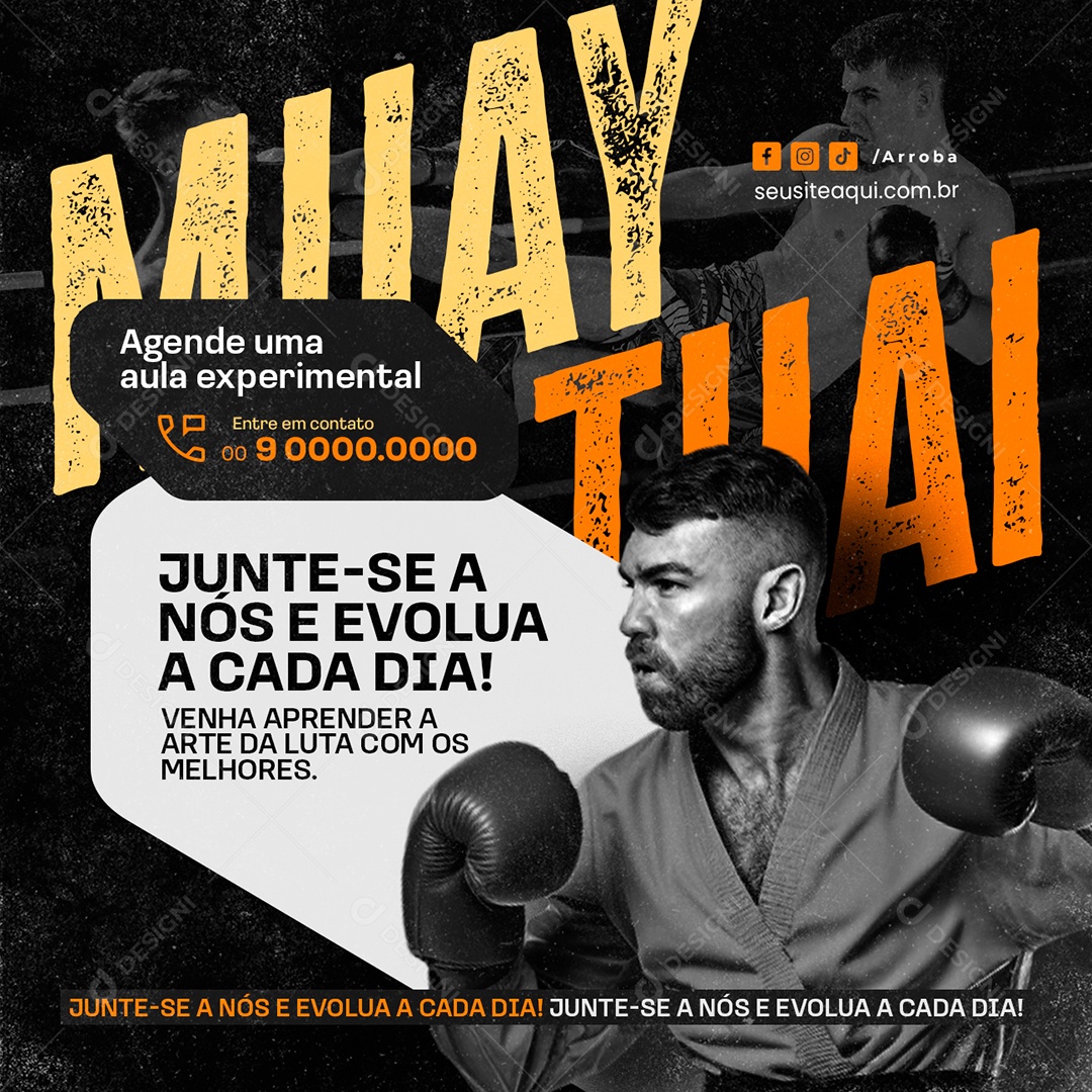 Muay Thai Junte-Se a Nós Evolua Social Media PSD Editável