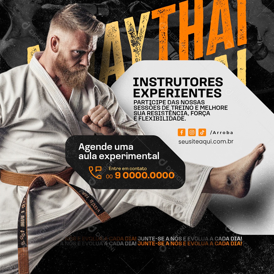 Muay Thai Instrutores Experientes Social Media PSD Editável