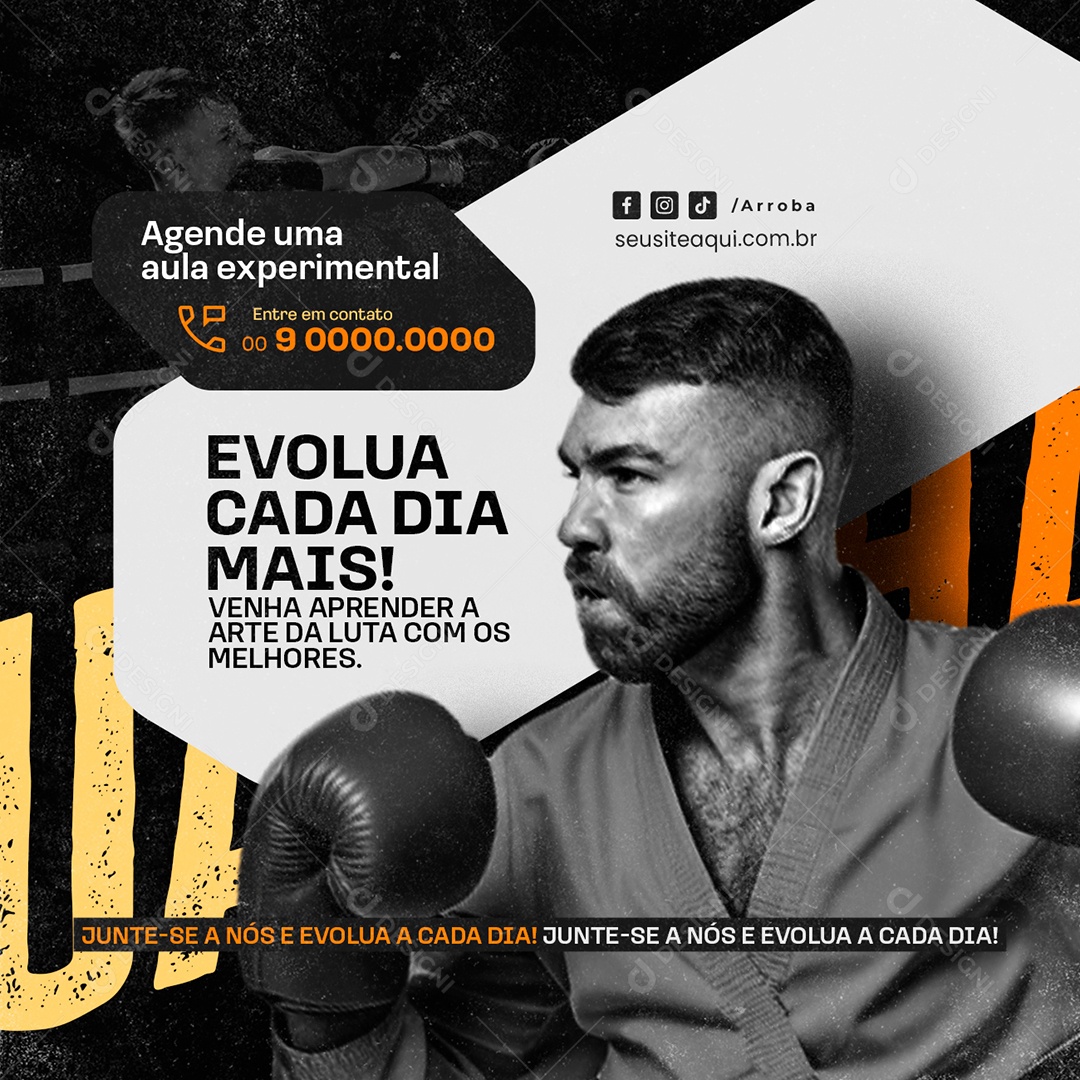 Muay Thai Evolua Cada Dia Mais Social Media PSD Editável