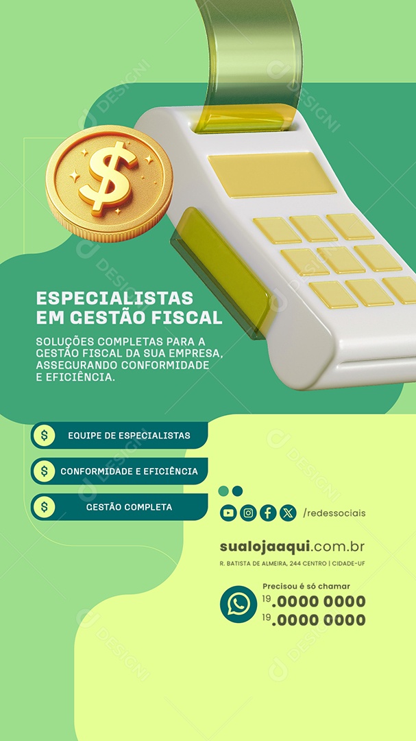 Story Especialistas em Gestão Fiscal Social Media PSD Editável