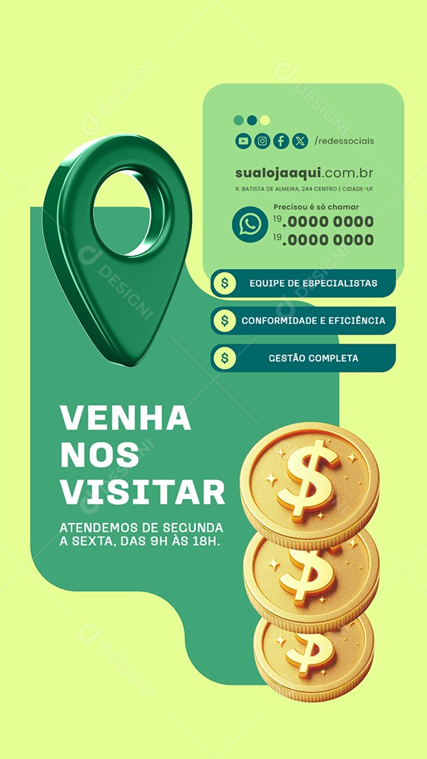 Story Venha nos Visitar Social Media PSD Editável