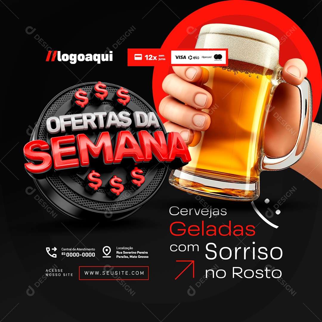 Distribuidora de Bebidas Ofertas da Semana Cervejas Geladas Social Media PSD Editável