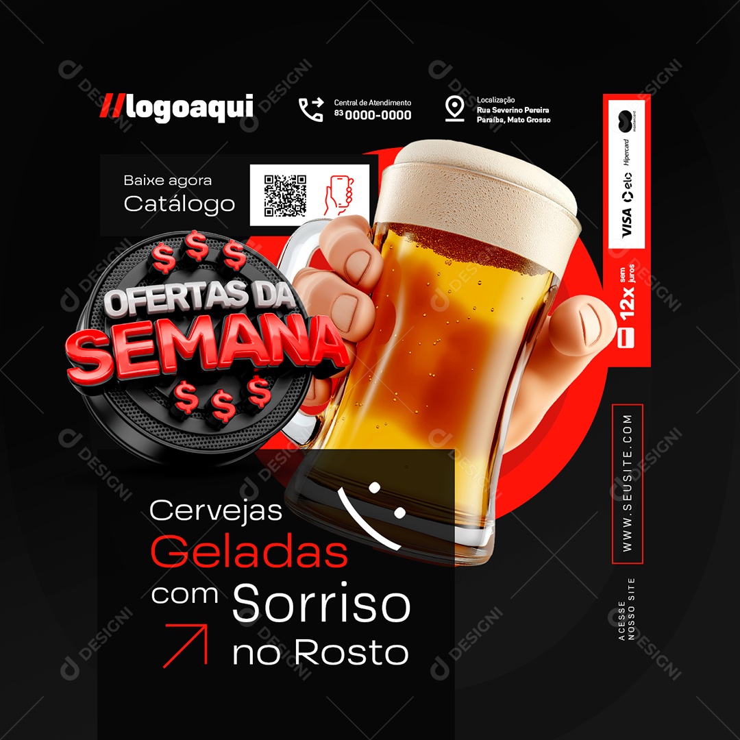 Distribuidora de Bebidas Ofertas da Semana Cervejas Geladas Social Media PSD Editável