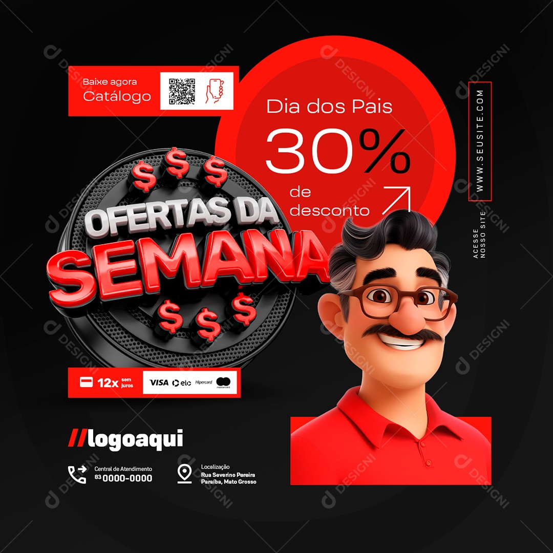 Distribuidora de Bebidas Ofertas da Semana Dia dos Pais Social Media PSD Editável