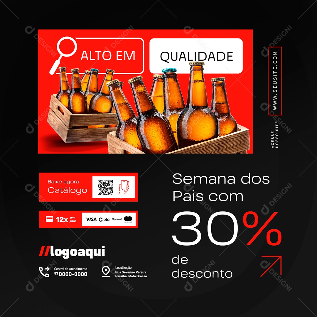 Distribuidora de Bebidas Alto em Qualidade Social Media PSD Editável